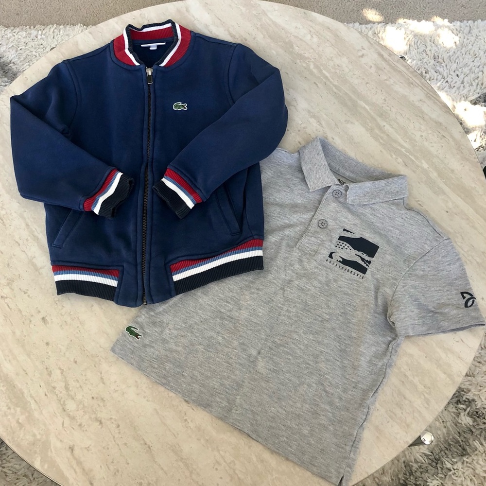 Lot of 2 Boys Lacoste Jacket and Polo Shirt